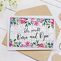 A6 Puzzle mit 24 Teile “Ihr werdet Oma und Opa" zur Verkündung der Schwangerschaft - Geschenkidee für Oma, Opa, Großeltern, Schwiegereltern