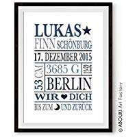 ABOUKI Geburtsbild Geburtsdruck personalisiert STERN • BIS ZUM MOND Junge Namensbild • ungerahmt • 4 Farbvarianten zur Auswahl Kinderposter Kinderzimmer Kunstdruck Geschenk Idee zur Geburt Taufe Geburtstag Kunstdruck Poster Bild Wunschname Baby Babygeschenk Geburtsgeschenk Taufgeschenk