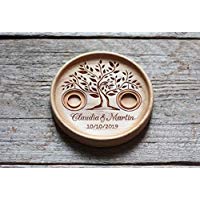 Ringschale aus Holz mit gravierten Namen und Datum, Ringkissen Hochzeit, Ringträger für die Hochzeit, Hochzeitsgeschenk, Baum des Lebens, Tree of Life.