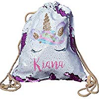 Pailletten Sportbeutel Einhorn Turnbeutel Pailletten Mädchen Rucksack mit Name