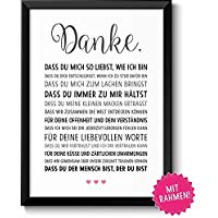 DANKE Liebeserklärung mit Rahmen Geschenkidee Geschenk Geburtstag Weihnachten Jahrestag Mann Frauen