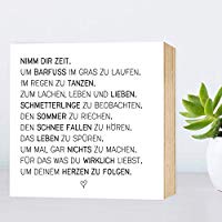 Nimm Dir Zeit - einzigartiges Holzbild 15x15x2cm zum Hinstellen/Aufhängen, echter Fotodruck mit Spruch auf Holz - schwarz-weißes Wand-Bild Aufsteller Zuhause Büro zur Dekoration oder als Geschenk