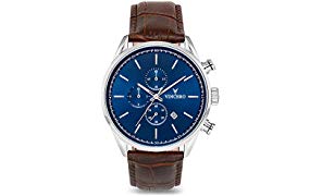 Vincero Herren Chrono S Chronograph Quarz Uhr Mit Lederband - Bleu/Marron