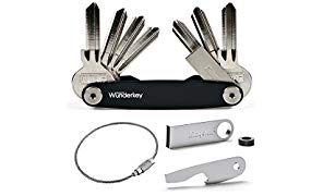 WUNDERKEY Ultimate Package – Key Organizer Set mit den beliebtesten Add-Ons [mit USB-Stick, Flaschenöffner & Schlüsselring | Schlüssel-Organizer], Schwarz