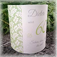 4er Set Tischlicht Tischlichter Blätter runder Geburtstag 40 50 60 70 80 90 Tischdeko personalisierbar grün