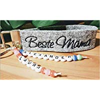 StoffJuLe Beste Mama, Papa, Oma, Opa Schlüsselanhänger Filz mit Namen personalisiert/Geschenk mit Namen/Schlüsselband mit Wunschtext zum Geburtstag, Muttertag, Vatertag, Liebe, Hochzeit, Erinnerung