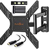 Perlegear TV Halterung, Schwenkbare Neigbare Wandhalterung für 23-55 Zoll Flach&Curved Fernseher bis zu 45Kg, max.VESA 400x400mm