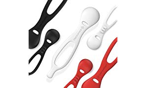 Sinjimoru USB Kabelbinder, Silikon Kabelclips/Wiederverwendbare Kabelhalter für USB C/Micro USB Kabel, Kopfhörerkabel, Ladekabel etc. Ghost Cable Tie S & L, Schwarz, Weiß, Rot, 6er-Pack.