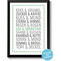 DU & ICH - personalisiertes Bild für Paare Ehepaare Geschwister Eltern Freunde - Rahmen optional - Geschenk Valentinstag Geburtstag Jahrestag Hochzeitstag Hochzeit