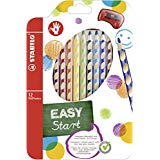 Ergonomischer Buntstift für Rechtshänder - STABILO EASYcolors - 12er Pack mit Spitzer - mit 12 verschiedenen Farben