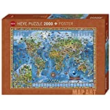 HEYE 29846 Amazing World Standart 2000 Teile, Map Art, inkl. Poster, Tan