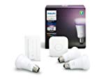 Philips Hue White und Color Ambiance E27 LED Lampe Starter Set, drei Lampen