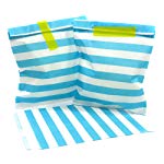 Frau WunderVoll® 25 PAPIERTÜTEN BEACHBLAU, Streifen 13 x 16,5 cm, 45 Gramm Papier, flach / Candy Bar, Hochzeit...