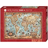 HEYE 29845 The World Standart 2000 Teile, Map Art, inkl. Poster, Brown