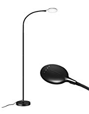 LED Stehlampe, 8W dimmbare und flackerfreie Standleuchte mit 3 Farbmodi, 5-stufiger Helligkeit, flexiblem Schwanenhals für Wohnzimmer, Büro, Schlafzimmer und Wohnheim, Lesen, Malen