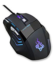 QueenDer Gaming Maus,USB Kabel Mäuse Wired Hohe Präzision Optische Professionelle Gamer Mouse mit 7 Tasten/4 Einstellbarer DPI(1000-3200)/LED/Ergonomisches Design für PC Laptop MacBook - Plug & Play