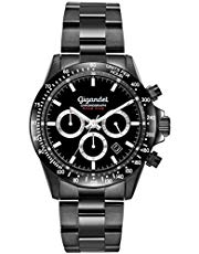 Gigandet Race King Herrenuhr Wasserdicht 100m Schwarz Analog Quarzwerk mit Edelstahl-Armband Chronograph G33-003