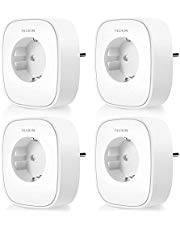 WLAN Steckdose Smart Steckdose Plug TECKIN Wifi Stecker Fernbedienbar und Sprachsteuerung IP Steckdosen Stromverbrauch messen, funktioniert mit Google Home und IFTTT, auf NUR 2.4 GHz Netzwerk, 4 Pack