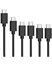 AUKEY Micro USB Kabel ( 6 Stücke: 3m*1 + 2m*1 + 1m*2 + 0,3m*2 ) Android Ladekabel und Datenkabel für Android Smartphones wie Samsung / HTC / HUAWEI / Kindle - Schwarz
