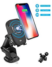 XIYIHOO kabelloser Autoladegerät-Telefonhalter, 2-in-1-Autolüftung und Armaturenbretthalterung mit 360 ° -Drehung zum Aufladen des Autotelefonhalters für Samsung, iPhone XR XS Max X 8 Plus 8