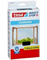 tesa Insect Stop STANDARD Fliegengitter für Fenster - Insektenschutz zuschneidbar - Mückenschutz ohne Bohren - Fliegen Netz anthrazit, 130 cm x 150 cm