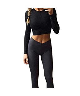Saingace Damen Yoga Leggings Hose, Women Hight Waist Yoga Fitness Leggings Running Gym Stretch Sports Pants Trouser Sport Workout Leggins (S, Schwarz)