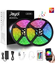 Jayol RGB LED Streifen Kit,10m, 16 Millionen Farben,steuerbar via App, SMD 5050 LED Stripes Kompatibel mit Alexa, Google Home, IFTTT,IP65 wasserdichte, Sync mit Musik,für Deko Party Weihnachten