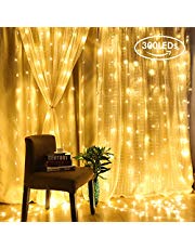 AGM Lichtervorhang, Lichterkette,3m x 3m, 300 LEDs USB Lichterkettenvorhang mit 8 Lichtmodelle ， IP55 Wasserdicht Warmweiß Lichterkette für Partydekoration,Hochzeiten, Innenbeleuchtung