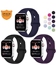 Hamile Armband Kompatibel für Apple Watch 38mm 40mm 42mm 44mm, Weiche Silikon Wasserdicht Ersatz Uhrenarmbänder für Apple Watch Series 4, Series 3, Series 2, Series 1, 3 Pack