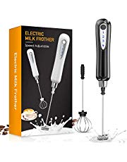Upgrade-Version CAVN Elektro Milchaufschäumer, Doppeltem Quirl Handheld Milk Frother Milchschaum USB Aufladbar mit Eiermixer/Kunstschablonen/Art Pen-Nadel für Kaffee, Latte, Cappuccino