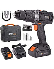 Akku-Schlagbohrschrauber, Tacklife Akkuschrauber 18V,2 x 2,0 Ah Li-Ion Akkus, Bohrfutter Spannbereich: 13 mm, Drehmoment Max.: 35Nm, 2 Gang, 43-tlg. Kostenloser Zubehörsatz