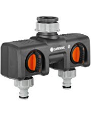 GARDENA 2-Wege-Verteiler: Anschlussmöglichkeit für 2 Geräte an den Wasserhahn, passend zu GARDENA Bewässerungscomputern & -uhren, Wasserdurchfluss regulier- und absperrbar (8193-20)