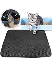 poppypet Katzenklo Matte, Katzenstreu Matte Große Größe Katzenklo Vorleger wasserdichte, Doppelte Schichte mit Haken Katzenklo Unterleger Einfach zu Säubern Katzenstreu Matte - 70 x 55cm (Schwarz)