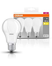 Osram LED Base Classic A Lampe, in Kolbenform mit E27-Sockel, nicht dimmbar, Ersetzt 8.5W=60Wt, Matt, Warmweiß - 2700 Kelvin, 3er-Pack
