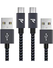 Rampow Micro USB Kabel, 1M/2-Stück, mit Nylon geflochtenes USB Ladekabel 2,4A geeignet für Android Smartphones, Samsung Galaxy, HTC, Huawei, Sony, Nexus, Nokia, Kindle und mehr, Space Grau