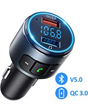 OMORC FM Transmitter Auto Bluetooth, 2019 Upgraded QC 3.0 Bluetooth FM Transmitter Unterstützt Bluetooth V5.0, Kfz Radio Adapter für Auto Freisprecheinrichtung mit 2 USB Ports / LED Backlit