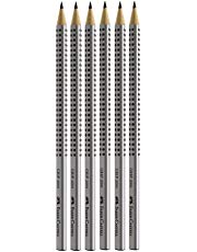 Faber-Castell 117697 - 6 Bleistifte GRIP 2001, Härtegrad: HB, Schaftfarbe: silber