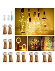 【12 Stück】Nasharia 20 LEDs 2M Flaschen Licht Warmweiß, Lichterkette für Flasche LED Lichterketten Stimmungslichter Weinflasche Kupferdraht, batteriebetriebene für Flasche DIY, Dekor,Weihnachten