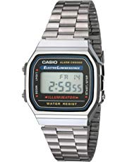 Casio Uhr A168WA-1YES Silber Schwarz Retro Collection Unisex Klassiker Edelstahl Armband Verstellbarer Verschluss