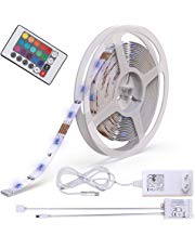 B.K.Licht LED Stripes, 5m Stripe, Lichterkette, Band, Streifen, LED Leiste, LED Lichtleiste, LED Bänder, Lichterkette LED, weiß, bunt, inkl. Fernbedienung, inkl. Farbwechsel, selbstklebend