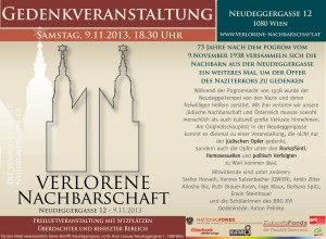 Gedenkveranstaltung VERLORENE NACHBARSCHAFT