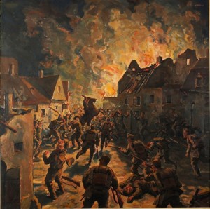 Wilhelm Thöny, Straßenkampf von Przemyslany, 1917, Öl auf Leinwand, GrazMuseum Wilhelm Thöny, Straßenkampf von Przemyslany, 1917, Öl auf Leinwand, GrazMuseum