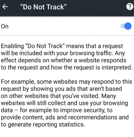 Do Not Track Android Chrome