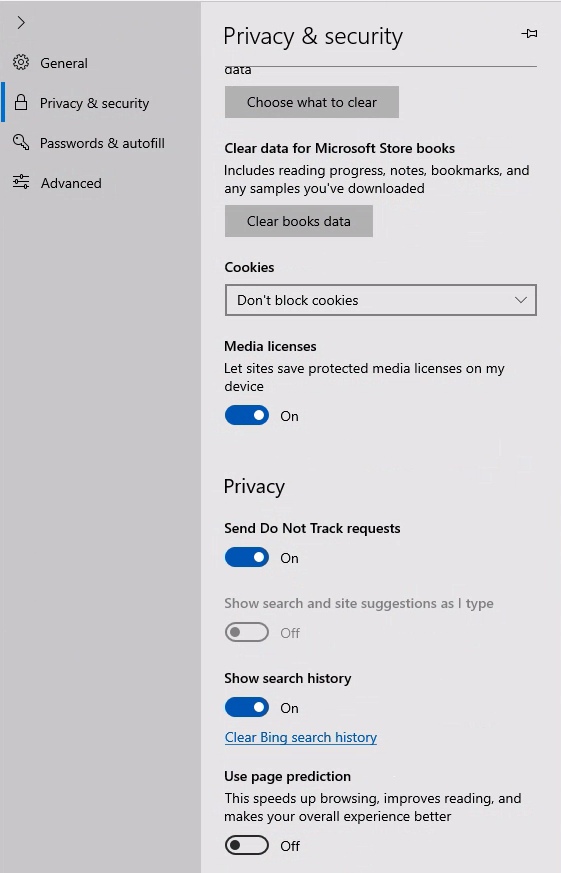 Do Not Track Windows Edge 18