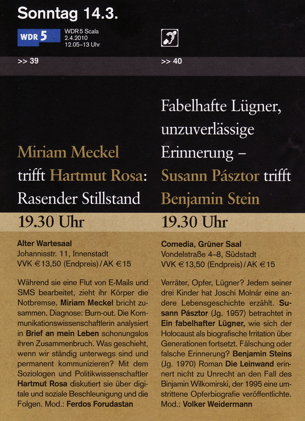 Susann Pásztor und Benjamin Stein in einer Doppellesung