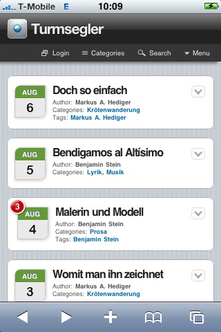 Turmsegler auf dem iPhone (Homepage)