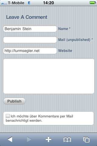 Turmsegler auf dem iPhone (Kommentarbereich)