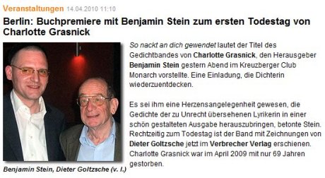 buchmarkt.de über Charlotte-Grasnick-Buchpremiere