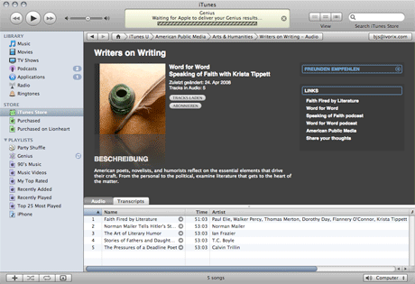 Literaturvorlesungen als Podcast via Apples iTunes-Store