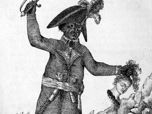 Jean-Jacques Dessalines, erster Kaiser von Haiti (Jacques I.), auf einem zeitgenössischen Stich. Ilustration: Manuel López López Iodibo